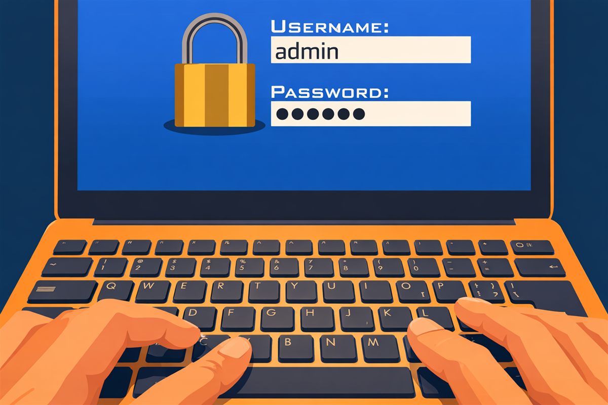 IT professional setting up passkey migration on a laptop for a small business team